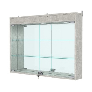 Витрина настенная №3-4А с зеркалом и с подсветкой, Метрополитан Грей