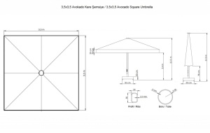 Зонт профессиональный 3.5х3.5 м Avocado серебристый, серый