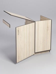 Прилавок под кассу "ТОРГОВЫЙ" №5 с хлопушкой, Дуб Сонома, кромка Дуб Венге