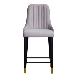 Стул Kongsberg барный, серый велюр, стальные ножки