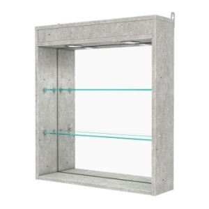 Витрина настенная №1-4Г с зеркалом и с подсветкой, Метрополитан Грей