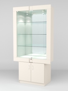 Витрина "ЭЛЕКТРА" №6-1 (задняя стенка - зеркало), Крем Вайс