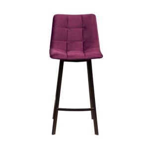 Стул полубарный UNO, бархат красный / чёрный профиль