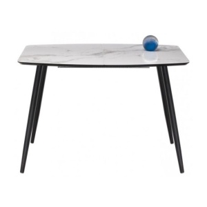 Стол Эмма вставка стекло / черный / черная шагрень