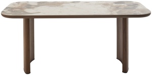Стол БАРК (BARK) 180 цвет CA035 Бежевый мрамор, керамика / Орех (WALNUT), ®DISAUR