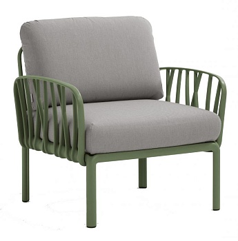 Кресло пластиковое с подушками Komodo Poltrona агава, серый