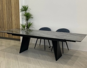 Стол ШЕРЛ  220 цвет ОНИКС (CRYSTAL ONIX BIANCO), керамика / Латте каркас