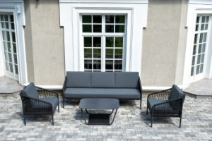 "Канны" лаунж-зона 5-местная плетеная из роупа (веревки), цвет темно-серыйцвет Темно-серый