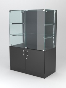 Витрина "АСТЕРИЯ" низкая №1 (с дверками, задняя стенка - ДСП), Черный