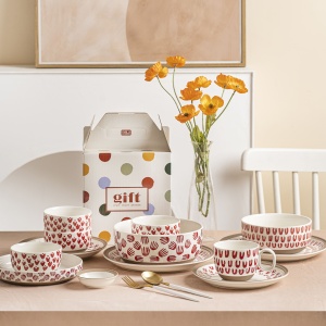 Чашка LOVE PRINT, керамика, красный принт, 14*10*7,6см