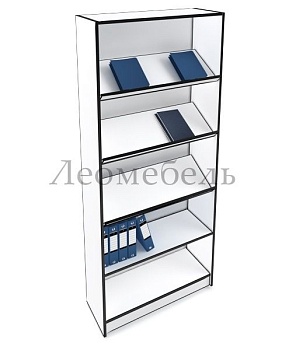 Ст-11 Стеллаж с наклонными полками цвет Белый с черной кромкой