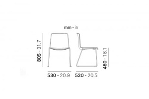 Стул пластиковый на полозьях Tweet хромированный, белый, бежевый