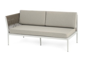 "Касабланка" правый модуль плетеный из роупа, каркас алюминий светло-серый (RAL7035) муар, роуп серо-коричневый 23мм, ткань бежевая 15052цвет серо-коричневый