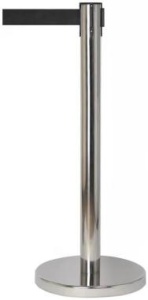 Стойка ограждения с вытяжной лентой (черная), 5 м., сталь нержавеющая