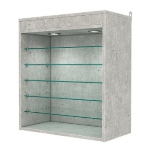 Витрина настенная №1-7ГГ с подсветкой, Метрополитан Грей