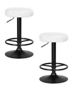 Набор 2 шт Табурет барный DOBRIN TEDDY BLACK, белый букле (13)