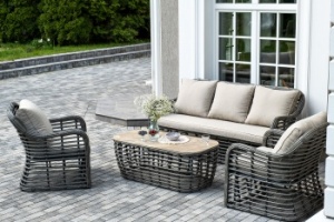 "Ницца" лаунж-зона из искусственного ротанга, цвет серыйцвет Серый