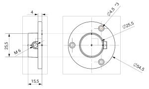 Штангодержатель круглый с фиксатором для трубы 25мм, L, стальной, штампованный, черный
