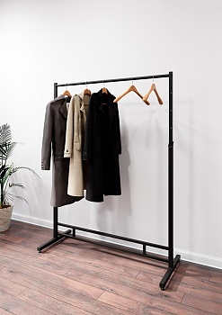 Вешалка напольная FATTO-1200 усиленная и регулировкой высоты, на ножках, черная