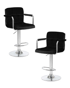 Набор 2 шт Стул барный DOBRIN KRUGER ARM, черный велюр (MJ9-101)