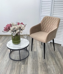 Стул БРЕНДИ-Х (BRANDY-X) БЕЖЕВЫЙ #5, велюр / черный каркас