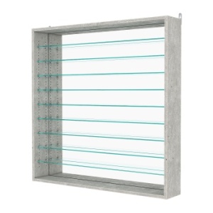 Витрина настенная с регулировочными полками №4-6Г-РЕГ с зеркалом, Метрополитан Грей