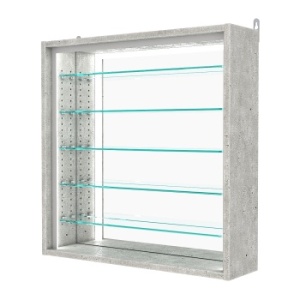 Витрина настенная с регулировочными полками №1-6Г-РЕГ-П с зеркалом, Метрополитан Грей