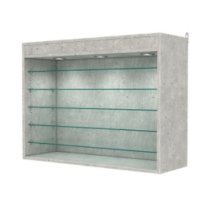 Витрина настенная с регулировочными полками №3-7ГГ-РЕГ с подсветкой, Метрополитан Грей