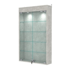 Витрина настенная №2-3А с подсветкой, Метрополитан Грей