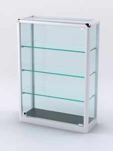 Витрина из профиля настольная "ВАЙБ ИКС" №2-3П-С-200 (задняя стенка Cтекло), Черный