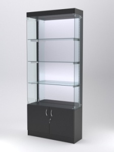Витрина "АСТЕРИЯ" №123 (без дверок, задняя стенка - зеркало), Черный