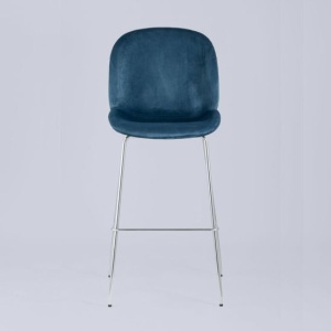 Стул барный Beetle со спинкой, маренго, хромированные ножки