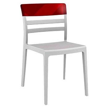 Стул пластиковый Moon, белый, красный