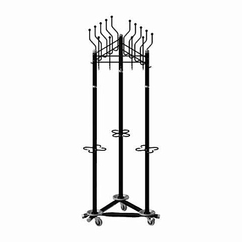 Вешалка на колесах на 15 крючков с держателем для зонтов "Гардикс-3К", металл, черная