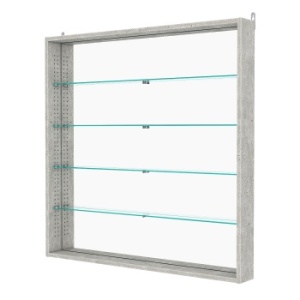 Витрина настенная с регулировочными полками №4-2ГУ-РЕГ с зеркалом, Метрополитан Грей