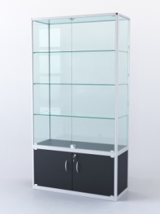 Витрина "ПРЯМОУГОЛЬНАЯ" №2-400-2 (задняя стенка - стекло), Черный