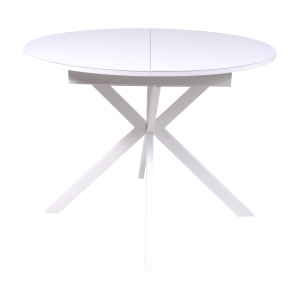 Стол  VEGA раздвижной, D100(135)*75, стекло Белый/Белый