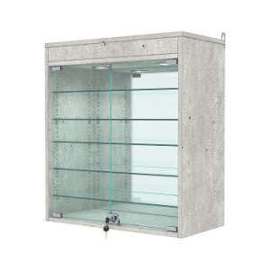 Витрина настенная с регулировочными полками №1-8АГ-РЕГ с зеркалом и подсветкой, Метрополитан Грей