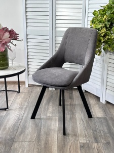 Стул АСП (ASP), 360 град. поворот. B28 Темно-серый, велюр / черный каркас