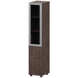 Стеллаж комбинированный узкий с стеклянным фасадом в алюминиевой раме правый Приоритет К-932,К-936,К-940,КФ-936,КФ-939 Дуб апрель