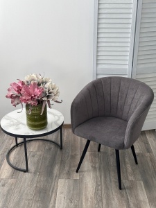 Стул РУНА (RUNA) 360 град. поворот. цвет B28 Темнор-серый, велюр / черный каркас