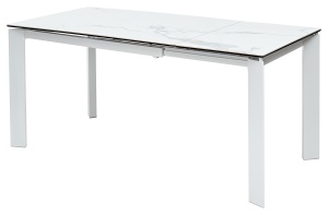 Стол КОРНЕР (CORNER) 120 цвет БЕЛЫЙ МРАМОР МАТОВЫЙ (MATTE STATUARIO керамика, стекло/ БЕЛЫЙ, ®DISAUR