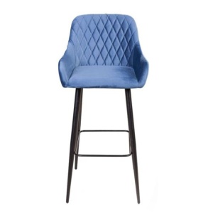 Стул барный Robert, бархат синий