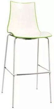 Стул барный пластиковый Zebra Bicolore хром, белый, зеленый
