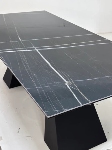 Стол БОГАРТ 200 цвет ТИТАН (TITANIUM BLACK PULIDO), керамика / Черный