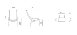 Лаунж-кресло пластиковое с подушкой Net Lounge белый, серый