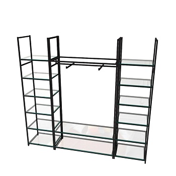 Стеллаж для одежды КС-22-20.20.06 со стеклом комбинированный