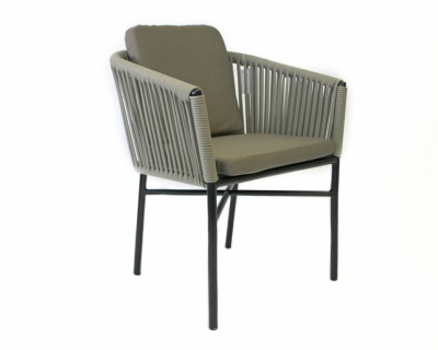 Кресло плетеное с подушками Palermo антрацит, светло-коричневый