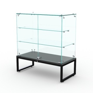 Торговый стеклянный прилавок "ЛОФТ СТИЛЬ" №102 (с дверками), Черный