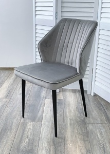 Стул СИЭТЛ -В (SEATTLE-V) СВЕТЛО-СЕРЫЙ #26, велюр / черный каркас